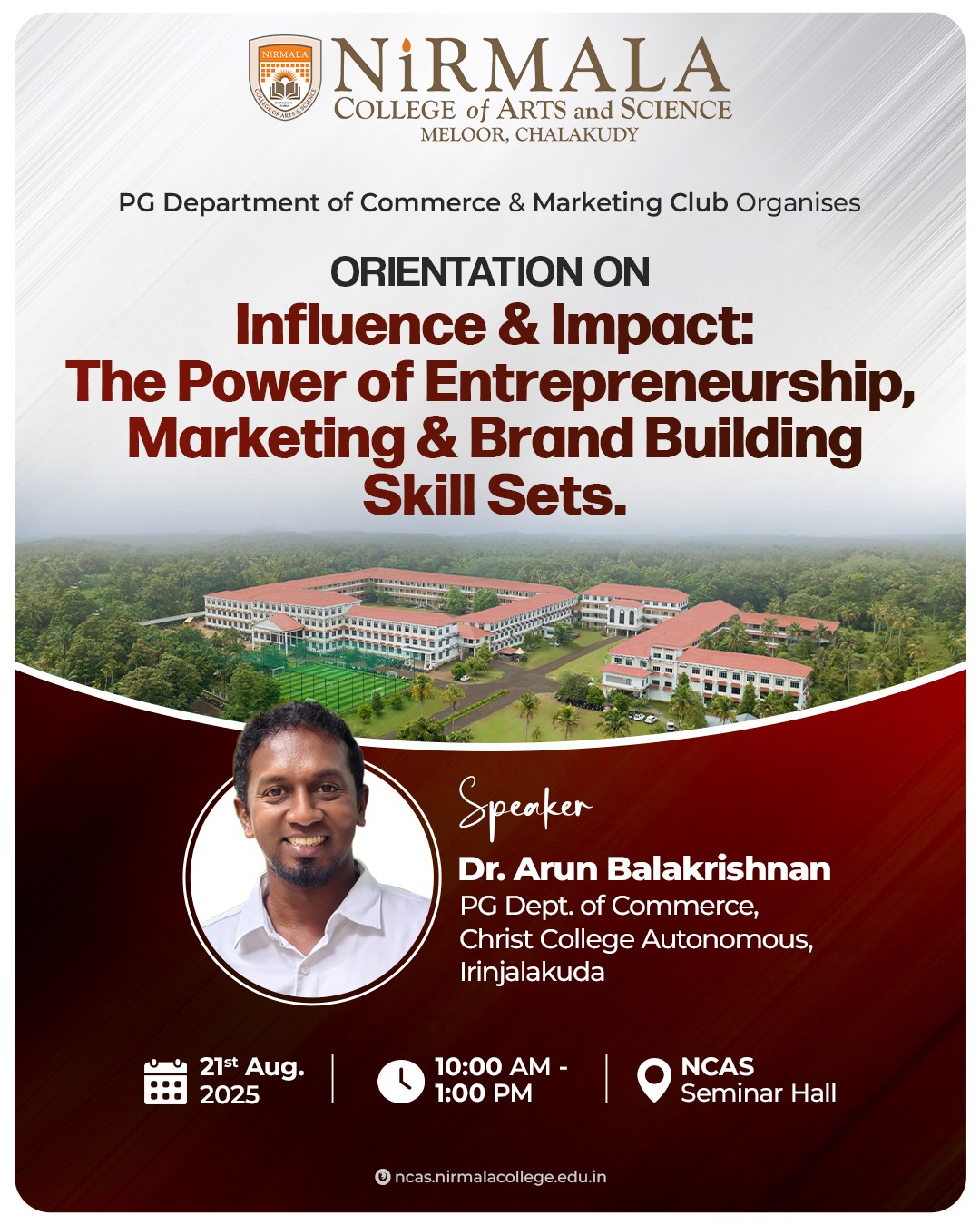 orientation session on “Influence & Impact: The Power of Entrepreneurship, Marketing & Brand Building Skill Sets”