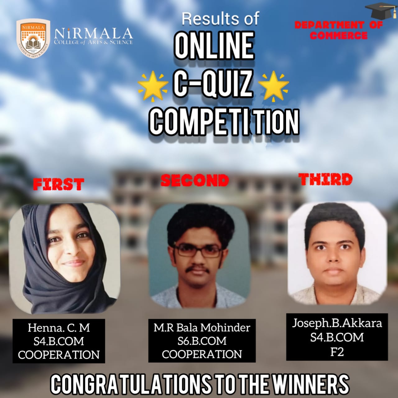 Hearty congratulations to the winners.
